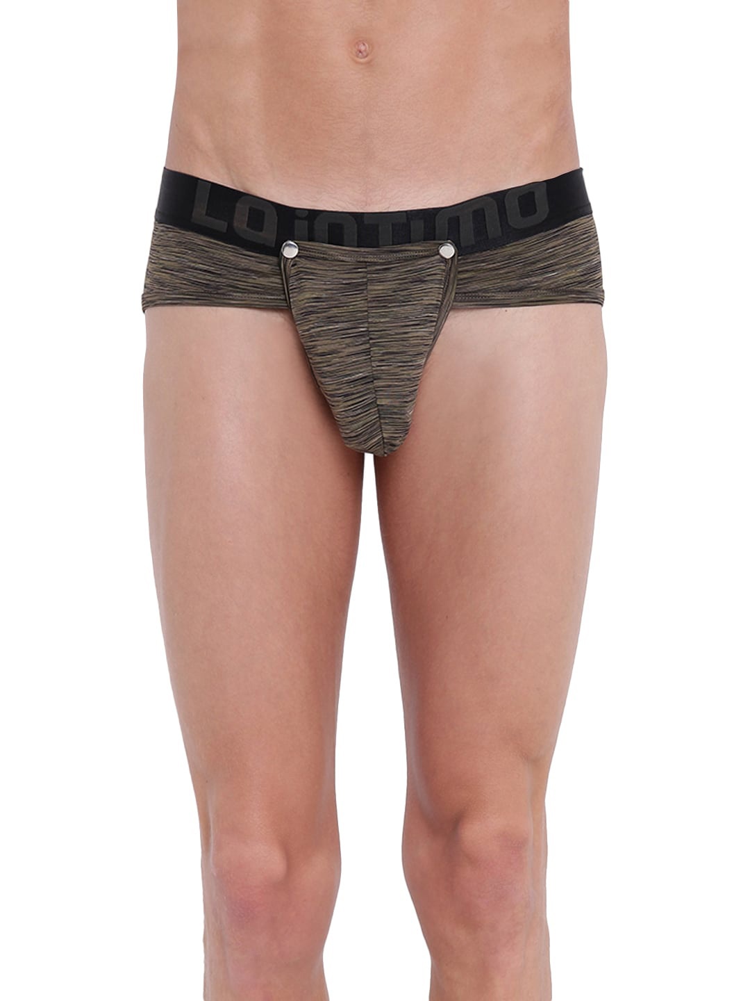 

La Intimo Men Abstract Printed Button Glutton Mid-Rise Basic Brief LIBR005, Olive