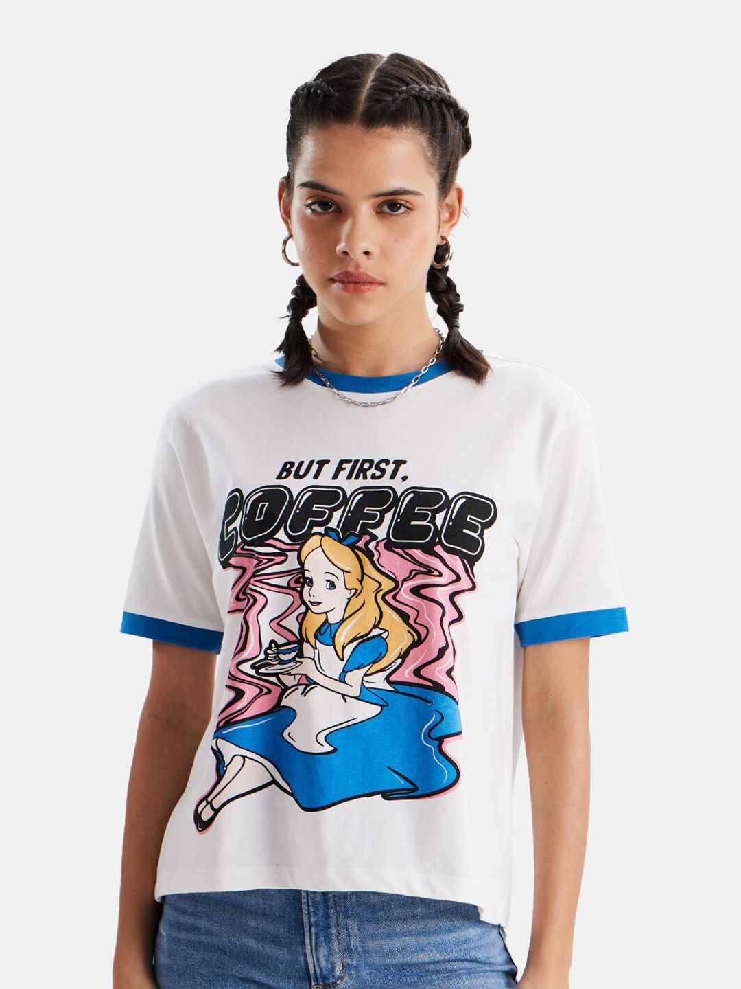 

The Souled Store White Disney Graphic Printed Pure Cotton T-shirt