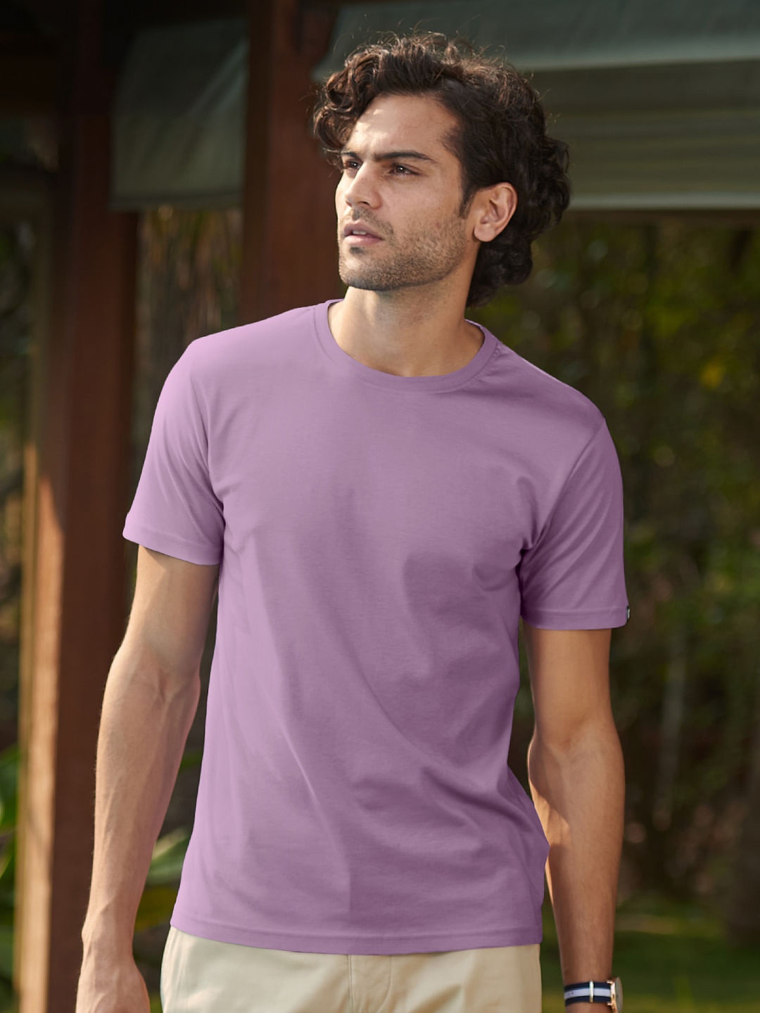 

The Souled Store Lavender Round Neck Pure Cotton T-shirt