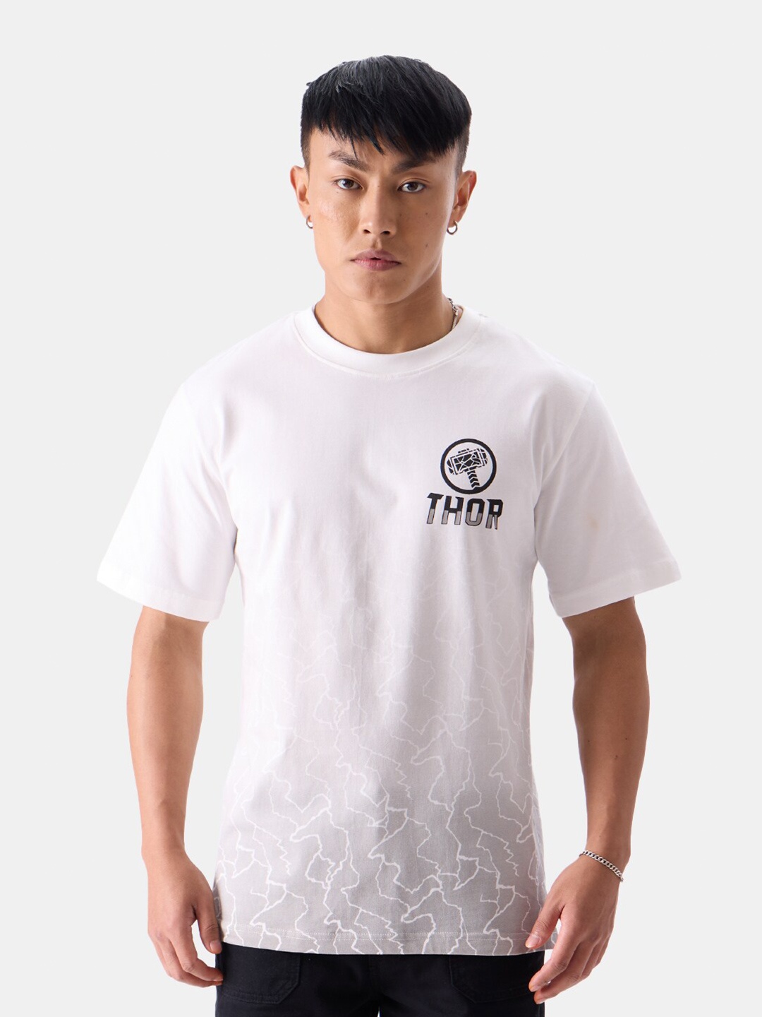 

The Souled Store White Thor Printed Pure Cotton T-shirt