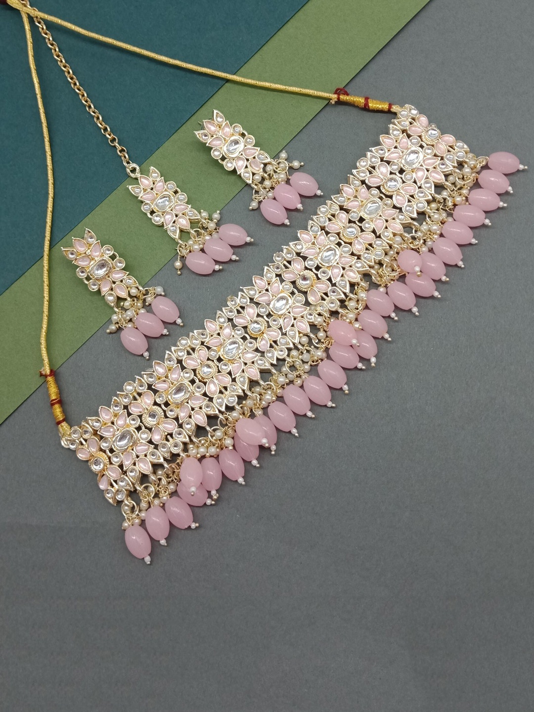 

AASHISH IMITATION Gold-Plated Kundan-Studded Jewellery Set, Pink