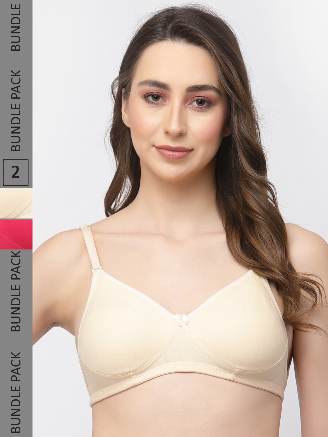 

College Girl Pack Of 2 Cotton Non Padded All Day Comfort Full Coverage Seamless Bra, Nude