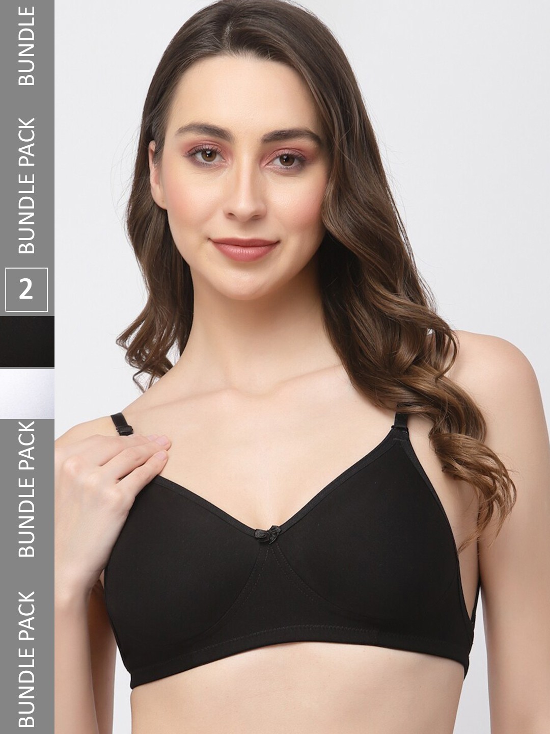 

College Girl Pack Of 2 Non-Padded All Day Comfort Full Coverage T-Shirt Bras, Black