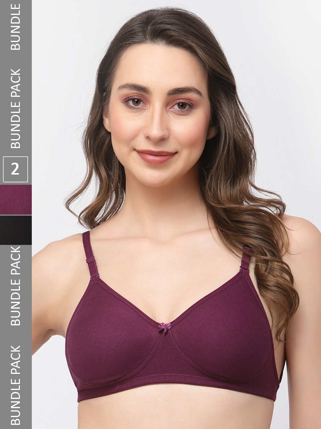 

College Girl Pack Of 2 Full Coverage Seamless Cotton T-Shirt Bras, Purple
