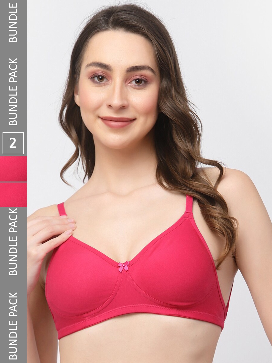 

College Girl Pack of 2 Non Padded Full Coverage Bra BKL02, Pink