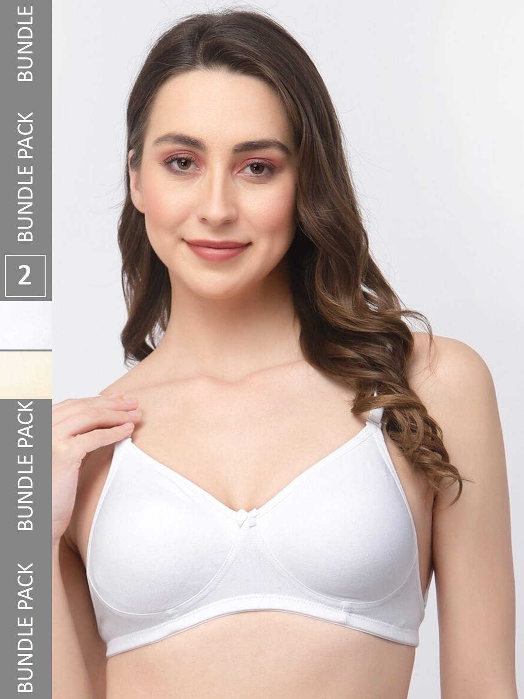 

College Girl Pack Of 2 Full Coverage Backless Cotton T-Shirt Bra, White