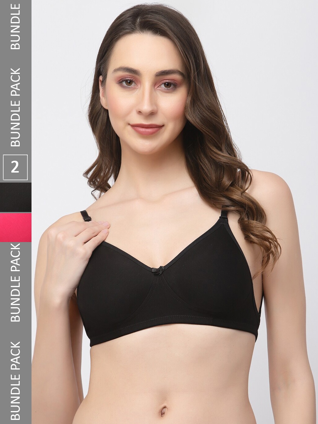 

College Girl Pack Of 2 Cotton Full Coverage T-shirt Bra, Pink