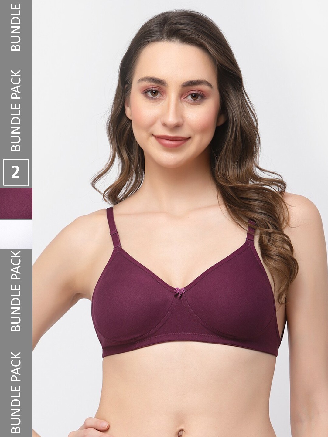

College Girl Pack Of 2 Cotton Full Coverage T-shirt Bra, White