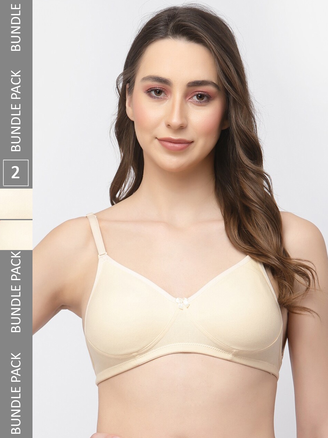 

College Girl Pack Of 2 Cotton Full Coverage T-shirt Bra, Nude
