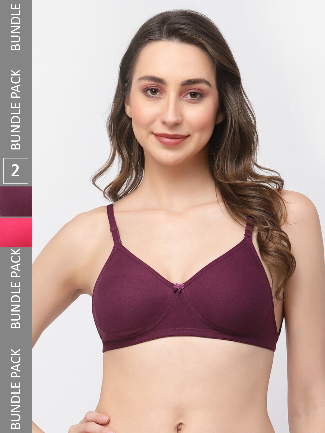 

College Girl Pack Of 2 Full Coverage Seamless Cotton T-Shirt Bra BKL02, Pink