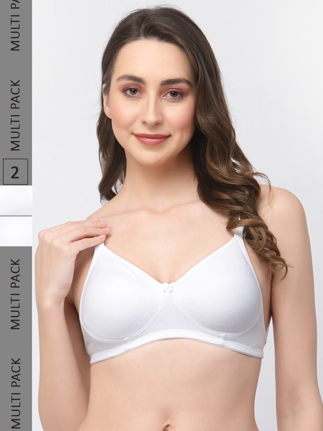 

College Girl Pack Of 2 Full Coverage Seamless Cotton T-Shirt Bra BKL02, White