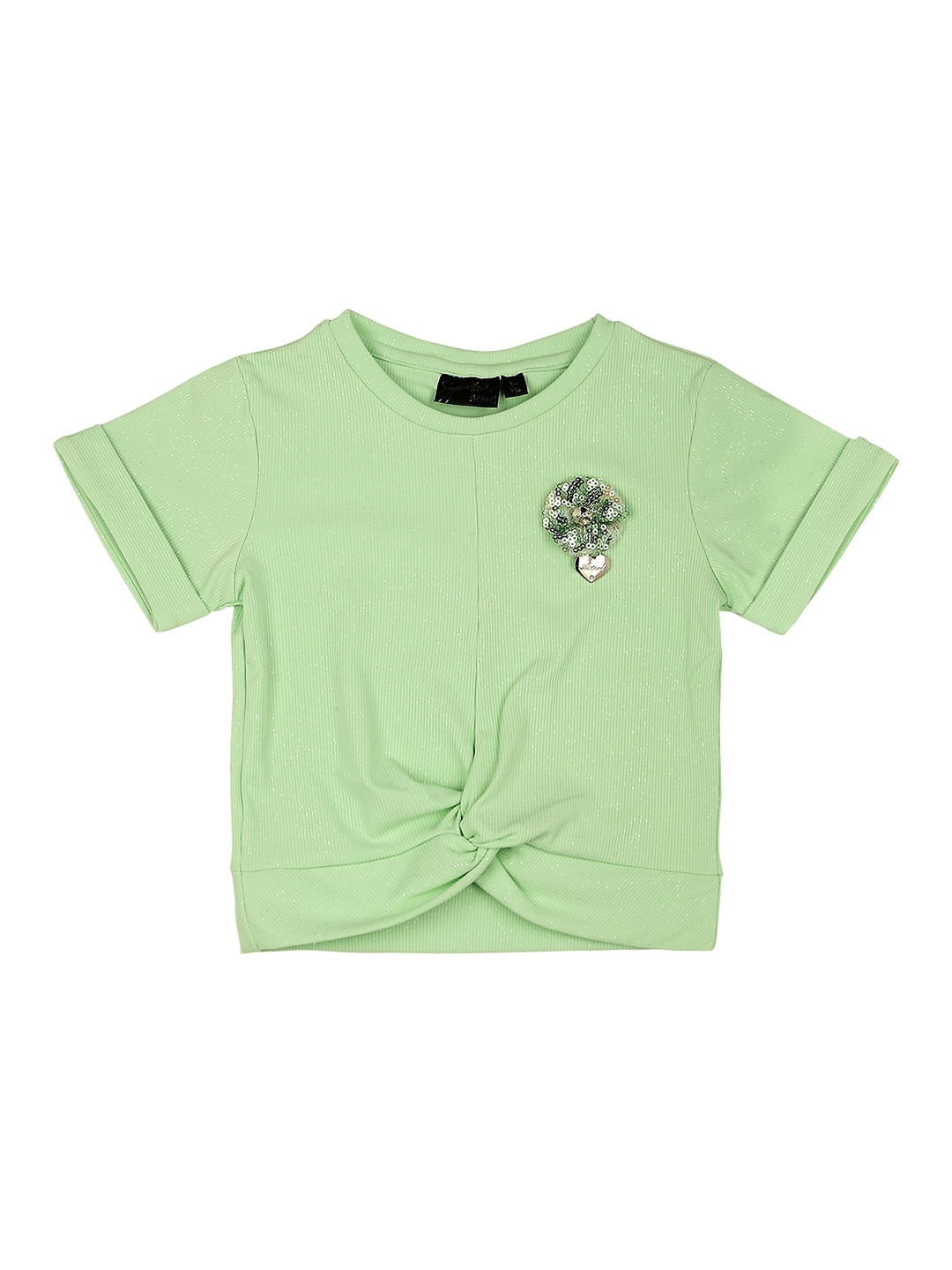 

Actuel Girls Twisted Detail Pure Cotton Top, Green