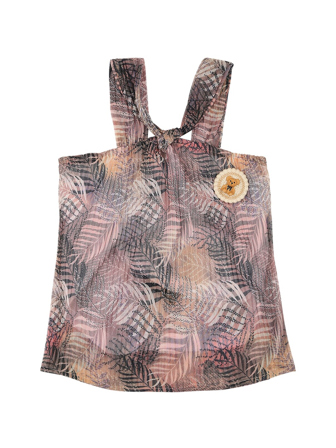 

Actuel Girls Tropical Printed Shoulder Straps Top, Pink
