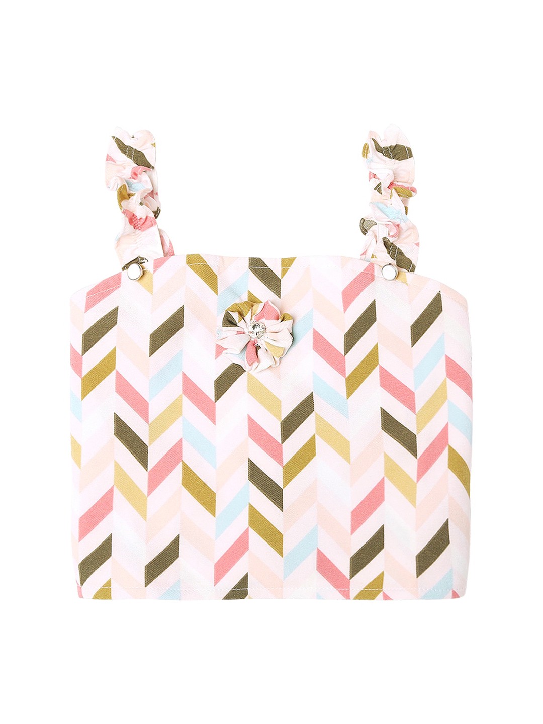 

Actuel Girls Geometric Printed Pure Cotton Top, White
