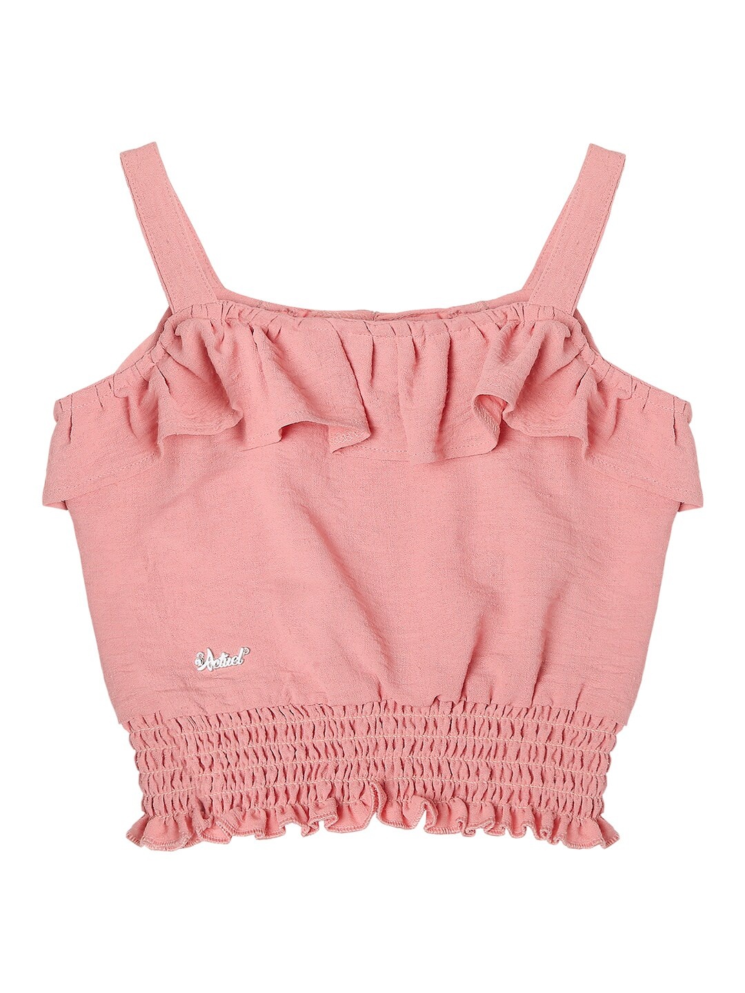 

Actuel Girls Ruffled Pure Cotton Top, Peach