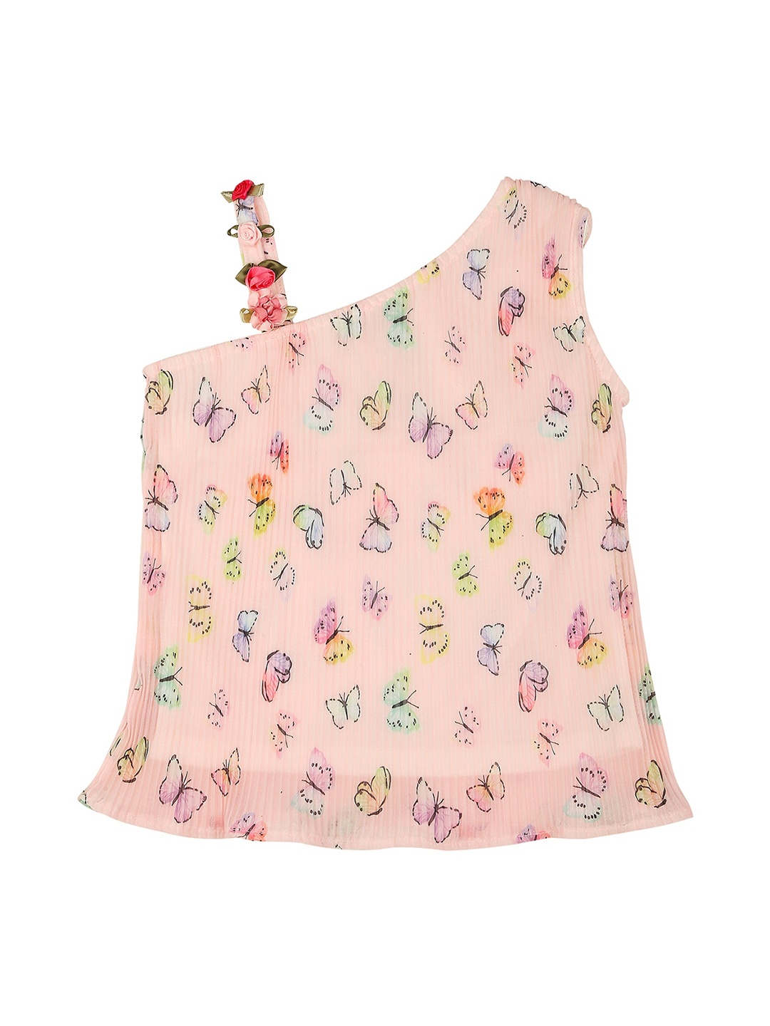 

Actuel Girls Conversational Printed Georgette Top, Peach