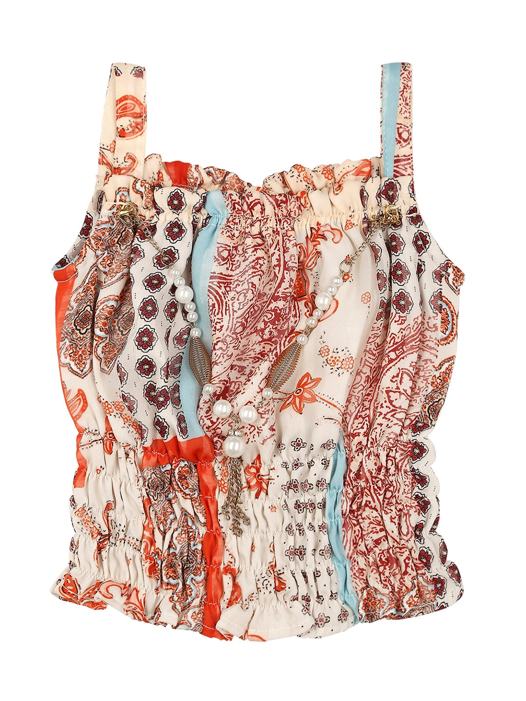 

Actuel Girls Animal Printed Georgette Top, Beige