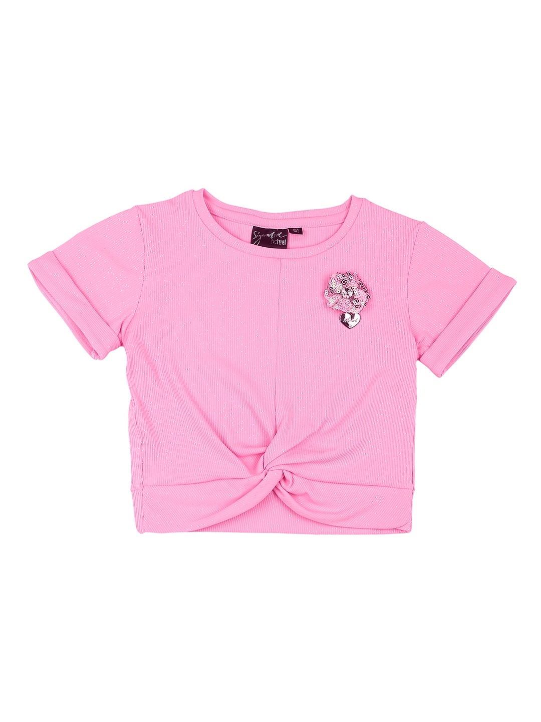 

Actuel Girls Twisted Pure Cotton Top, Pink