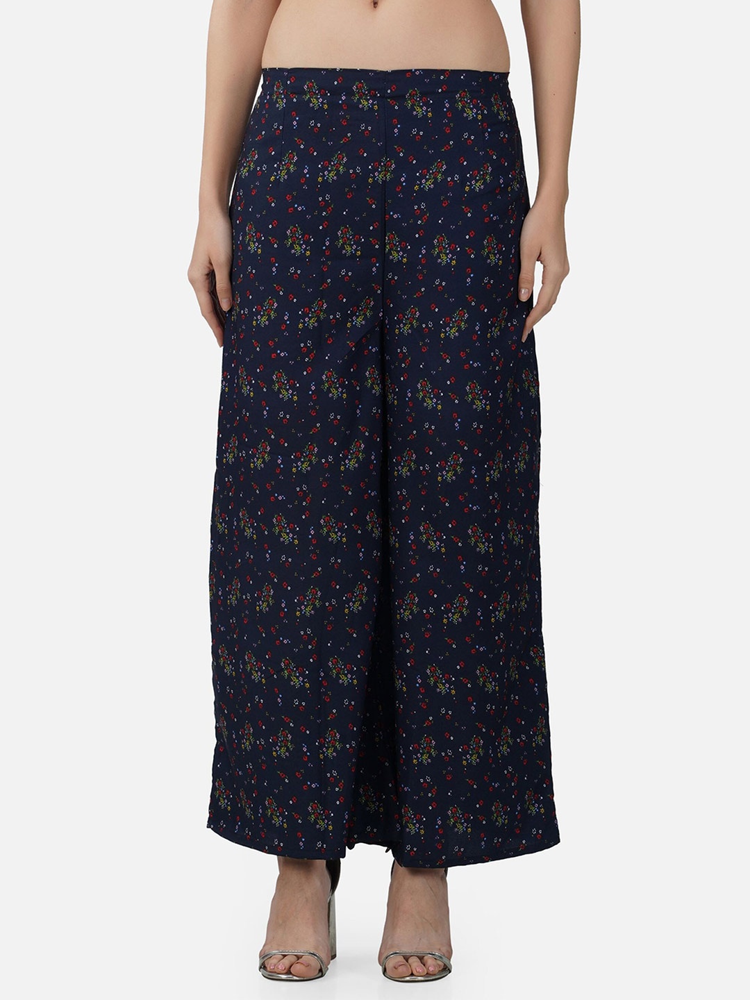 

BCZ Style Women Printed Flared Palazzos, Blue
