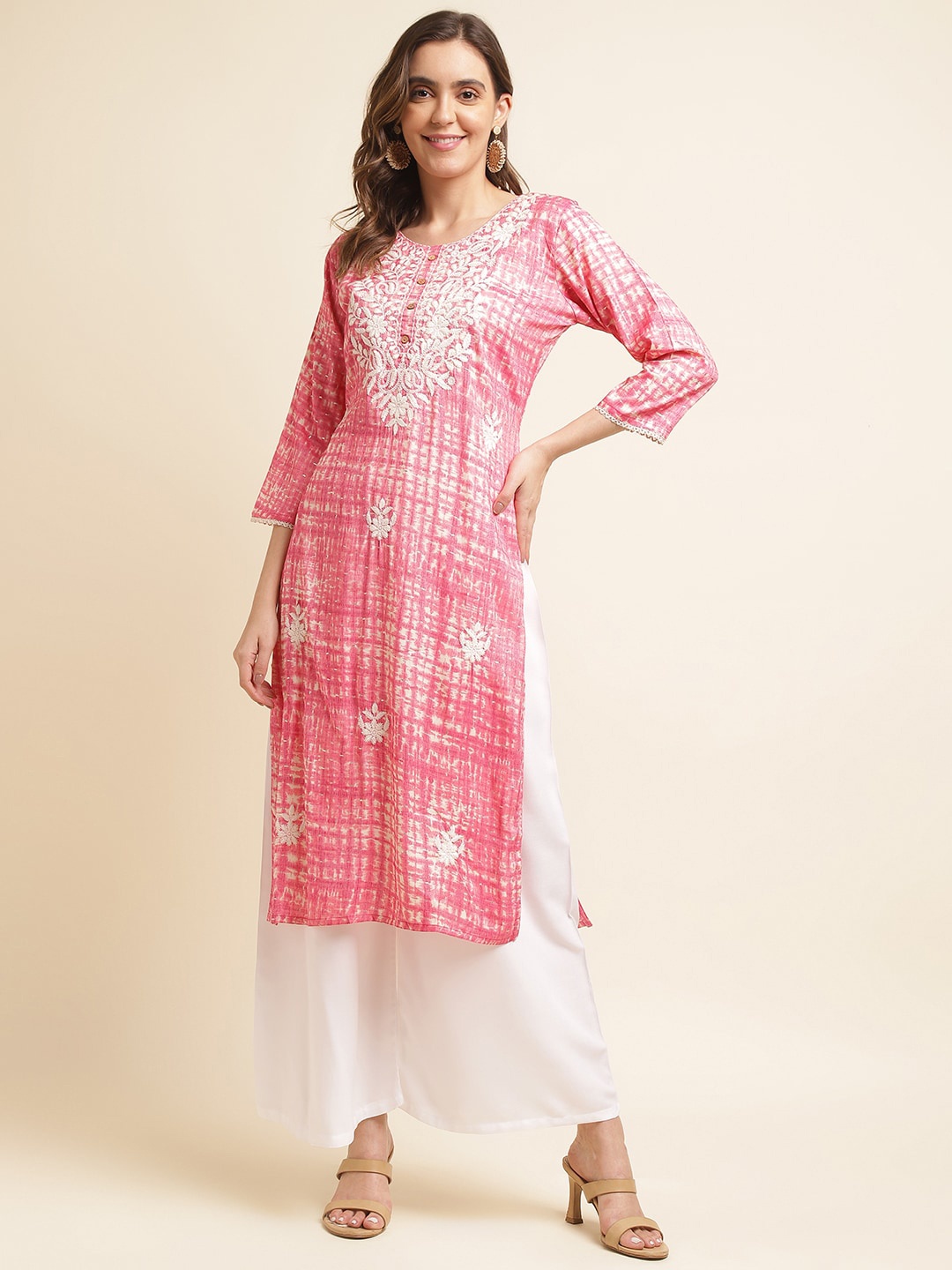 

Ishin Embroidered Thread Work Kurta, Pink