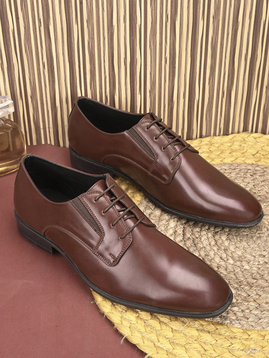 

ALBERTO MORENO Men Round Toe Formal Derbys, Brown