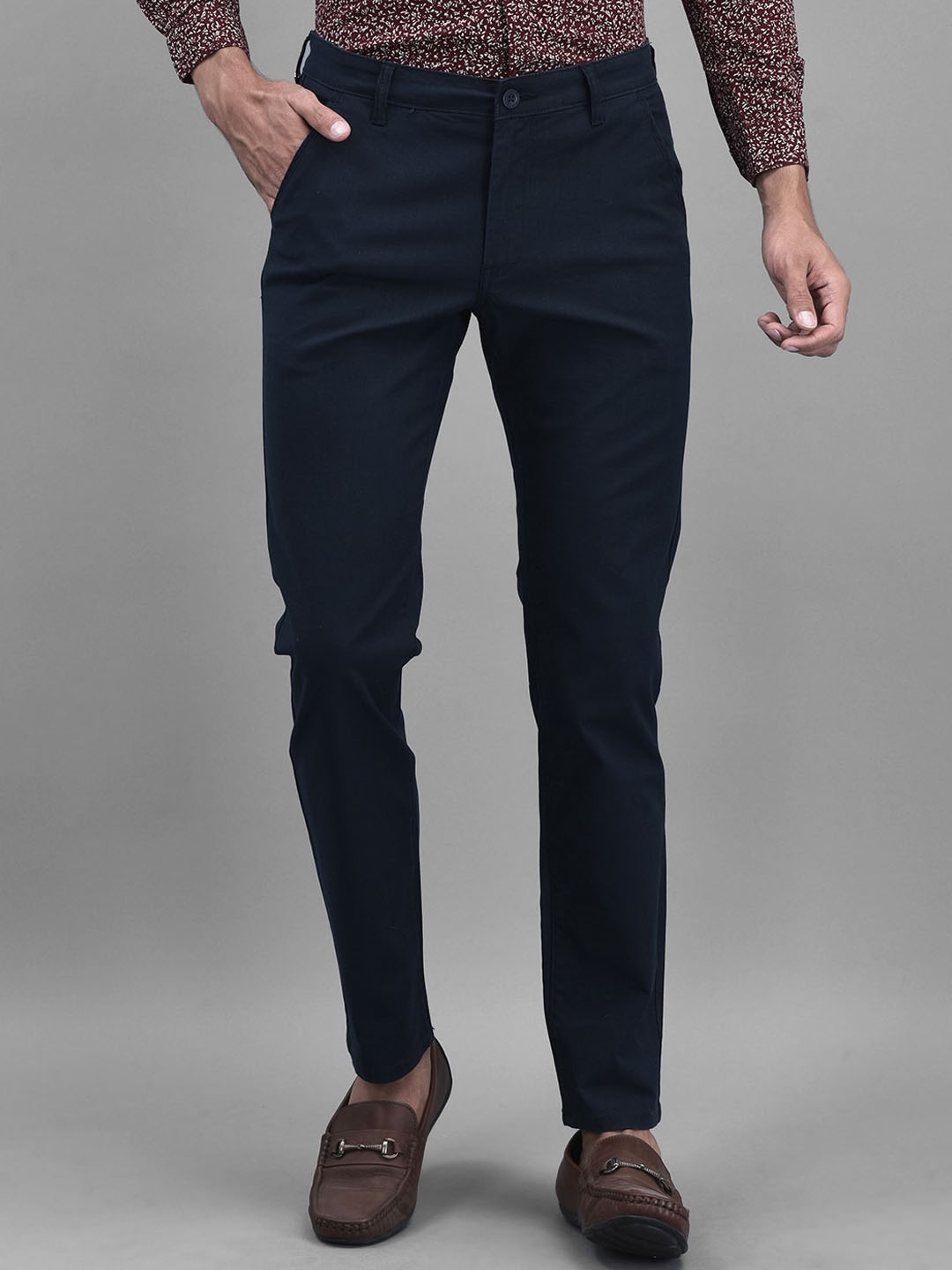 

Canary London Men Smart Slim Fit Wrinkle Free Regular Trousers, Navy blue
