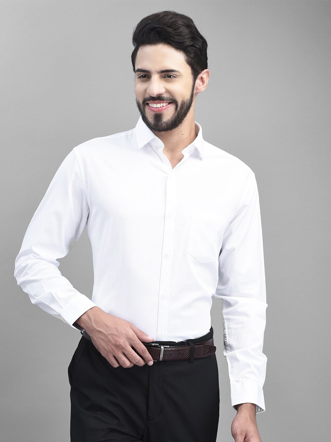 

Canary London Smart Spread Collar Satin Formal Shirt, White