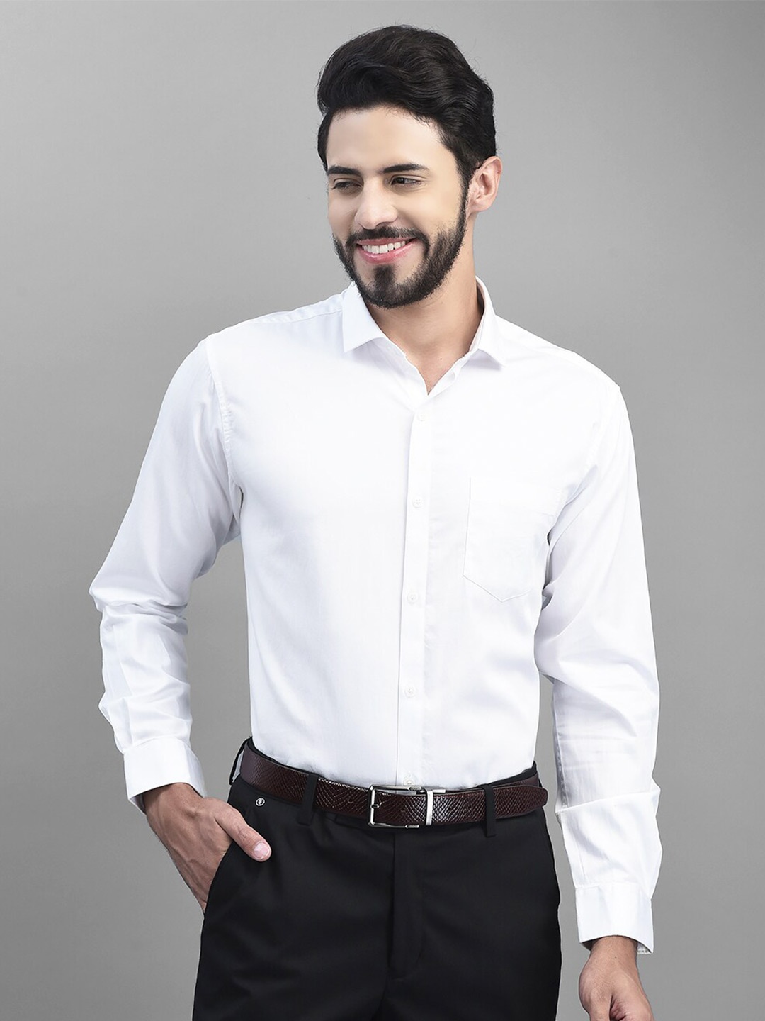 

Canary London Smart Slim Fit Satin Formal Shirt, White