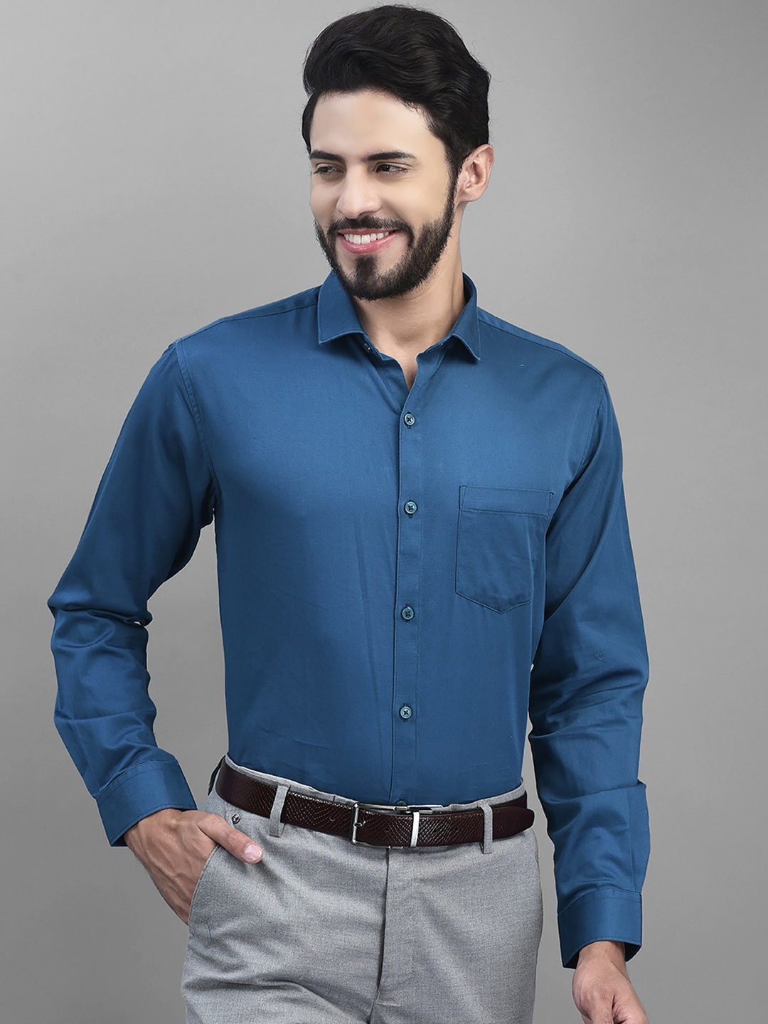 

Canary London Smart Slim Fit Satin Formal Shirt, Teal