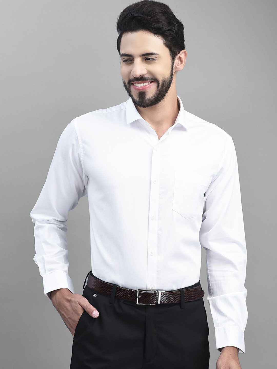 

Canary London Smart Slim Fit Satin Formal Shirt, White