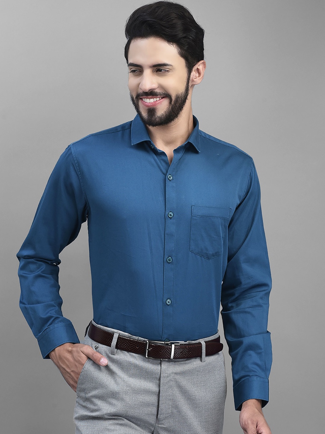 

Canary London Smart Slim Fit Satin Formal Shirt, Teal
