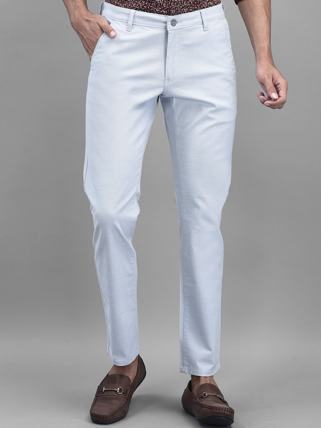 

Canary London Men Smart Slim Fit Wrinkle Free Linen Trousers, Blue