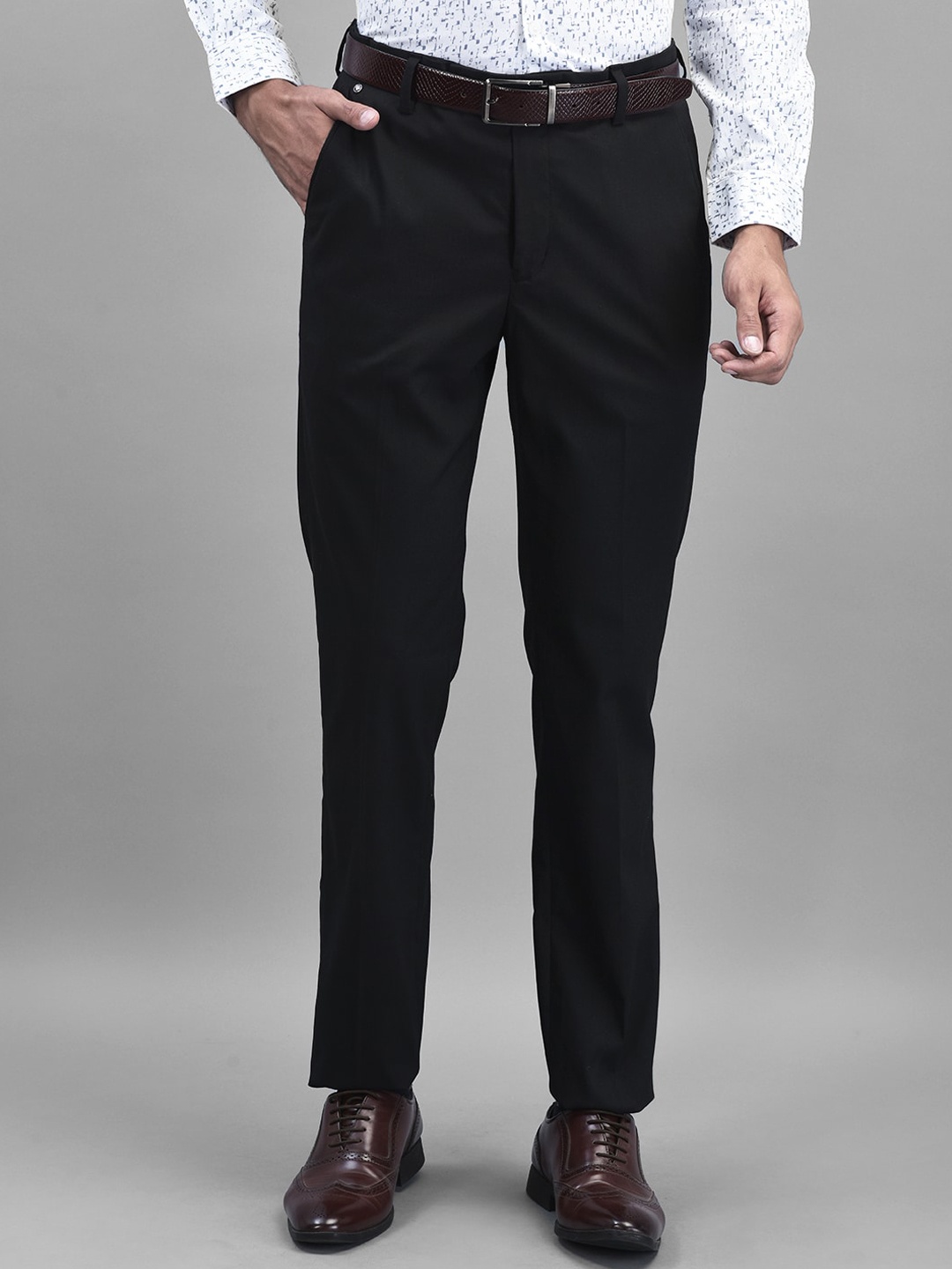 

Canary London Men Smart Slim Fit Wrinkle Free Formal Trousers, Black