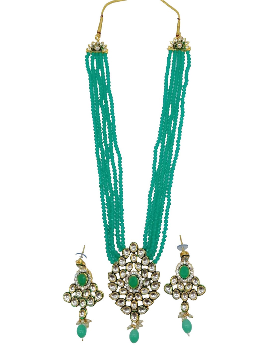 

AASHISH IMITATION Gold-Plated Kundan-Studded & Beaded Jewellery Set