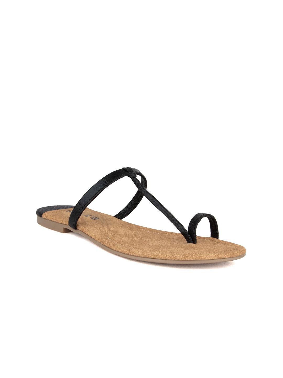 

SOLES One Toe T-Strap Flats, Black