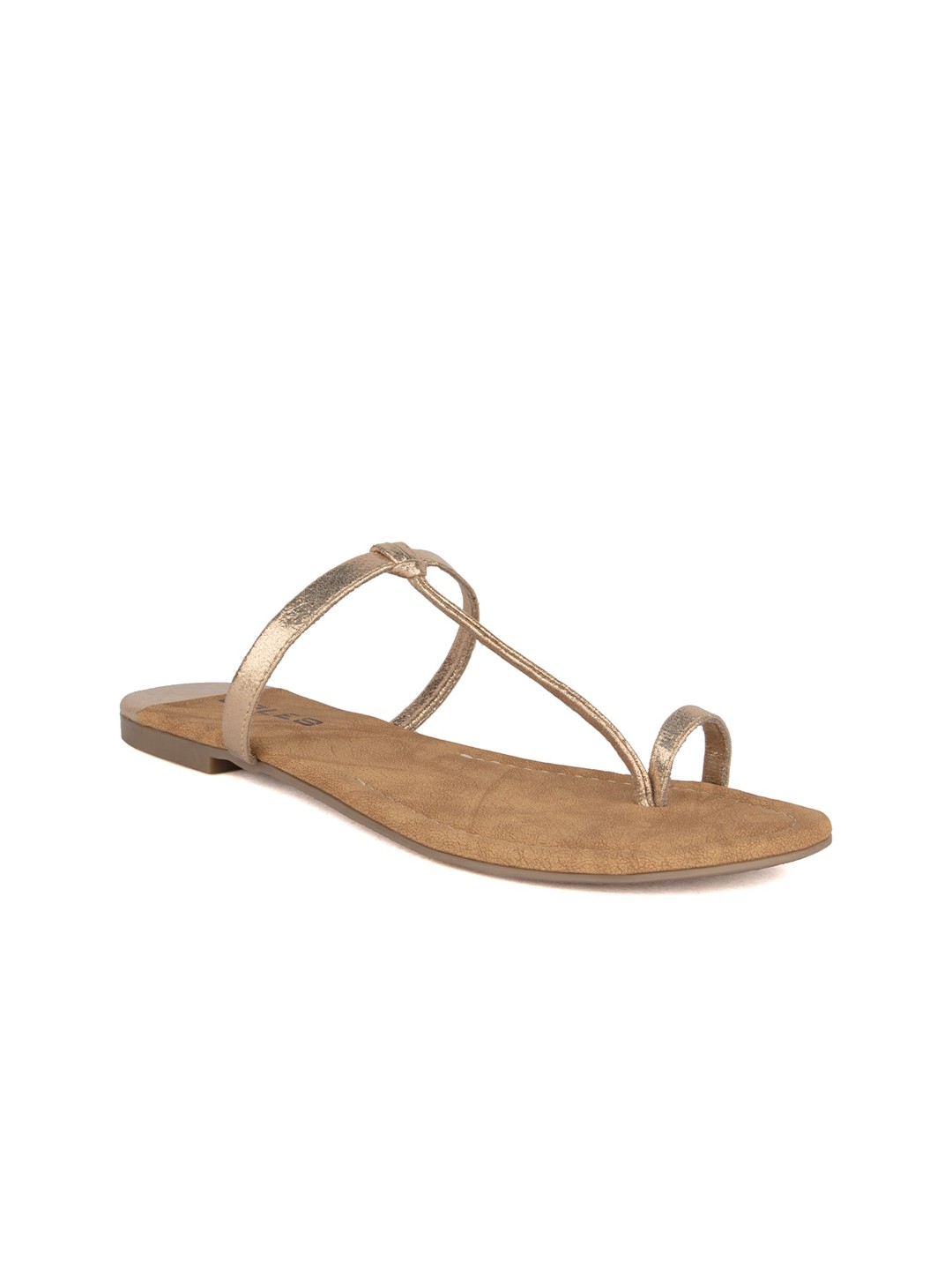 

SOLES T-Strap One Toe Flats, Gold