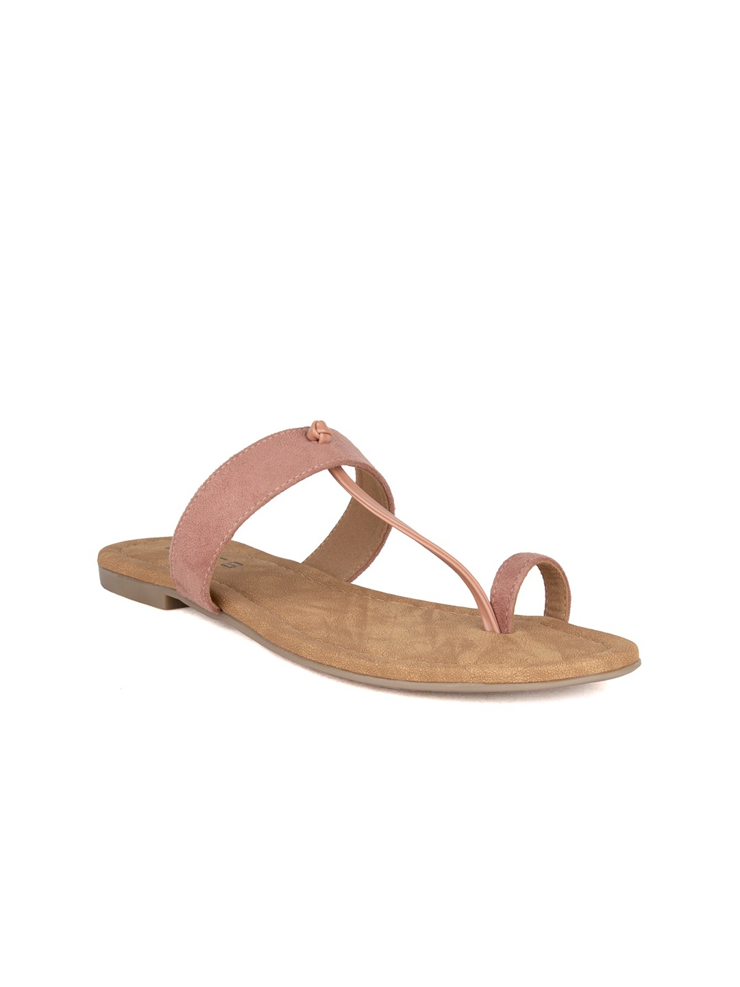 

SOLES T-Strap One Toe Flats, Pink