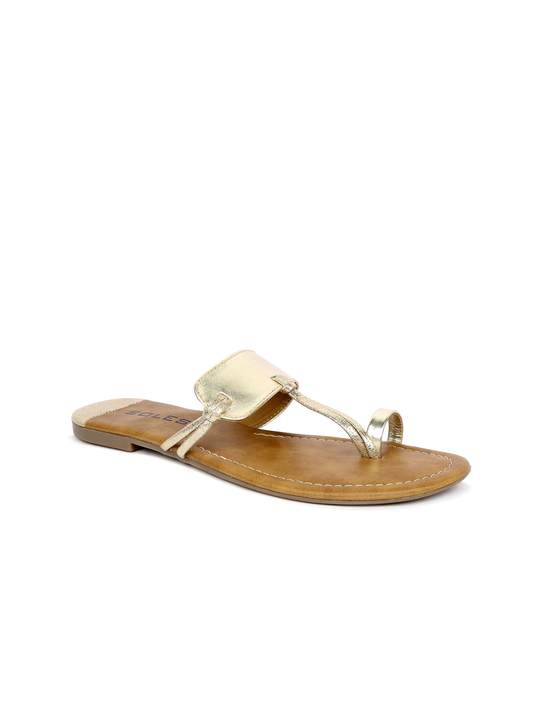 

SOLES T-Strap One Toe Flats, Gold