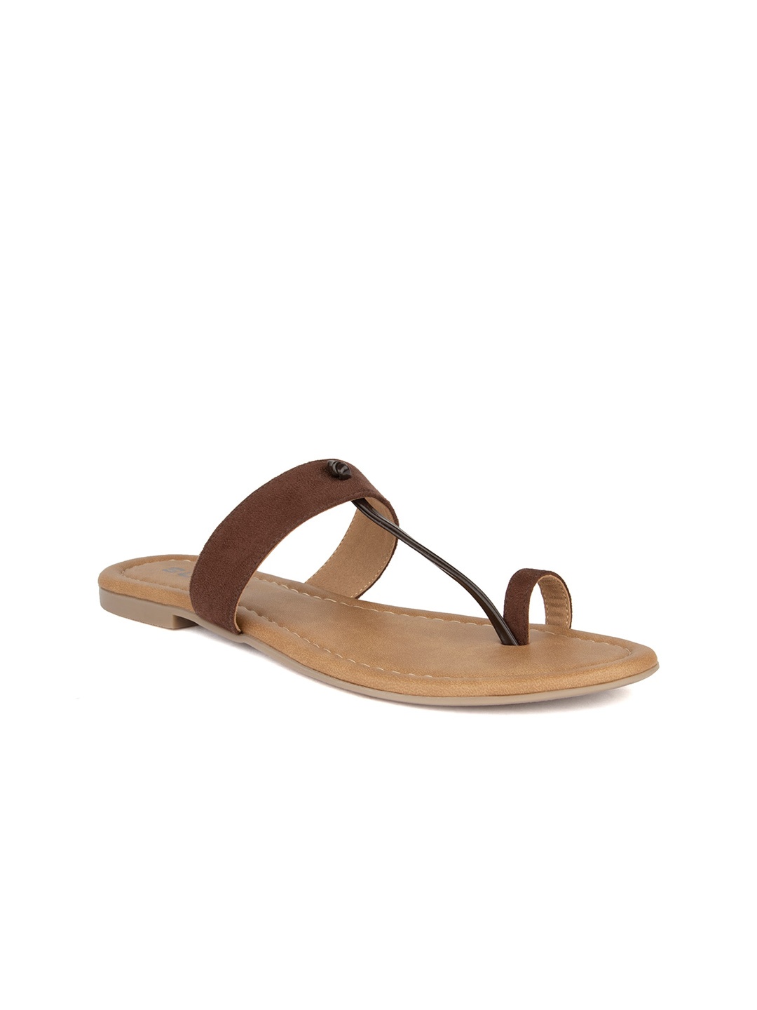 

SOLES T-Strap One Toe Flats, Brown