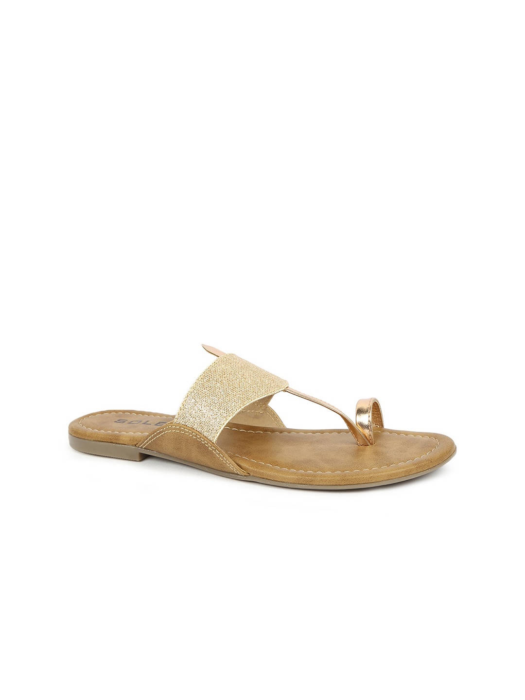 

SOLES Shimmered One Toe Flats, Gold