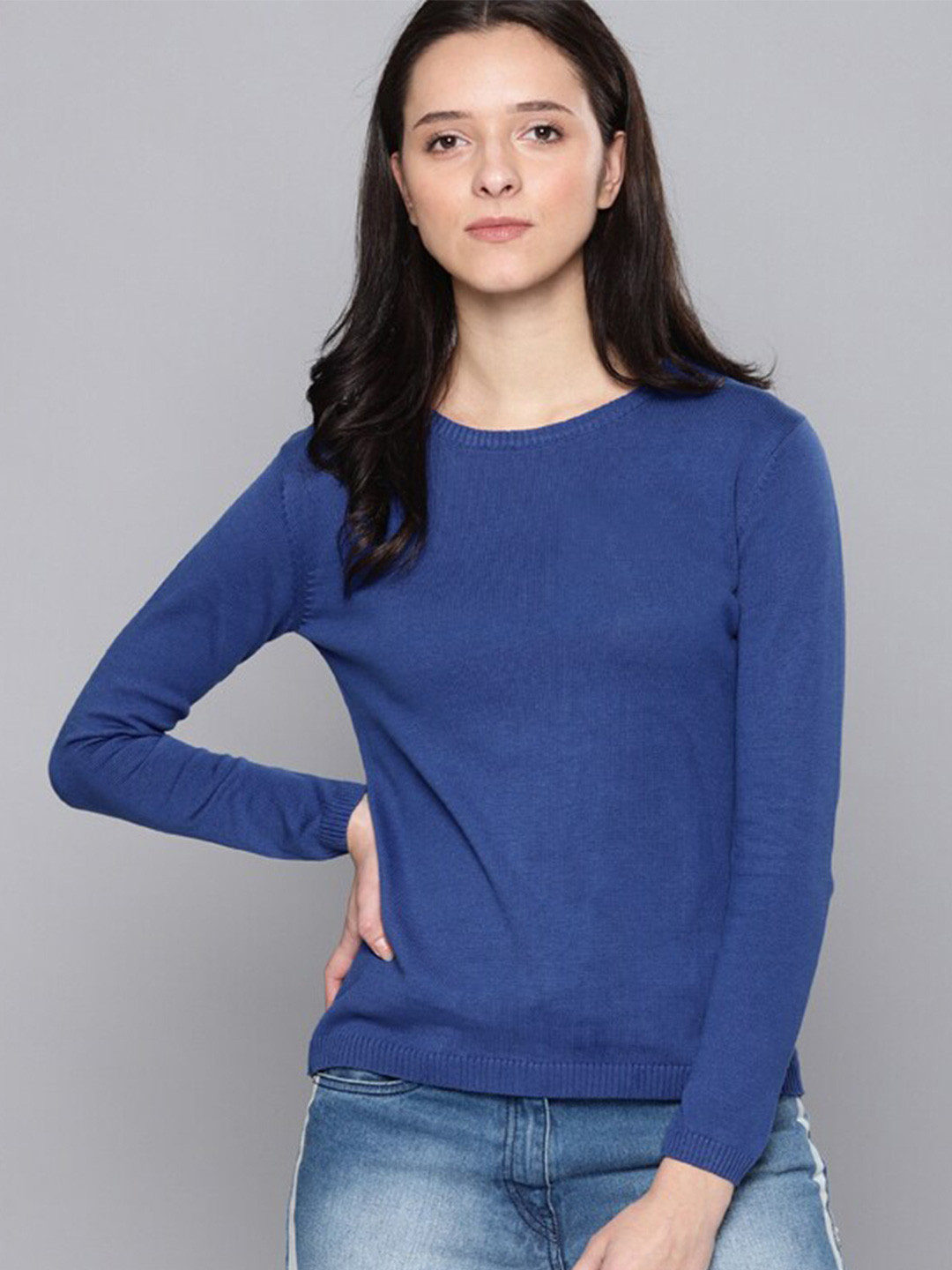 

Mast & Harbour Women Blue Pure Cotton Pullover Sweater
