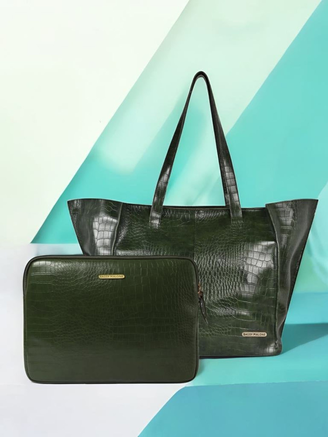 

Bagsy Malone Set Of 2 Textured Handbags, Olive