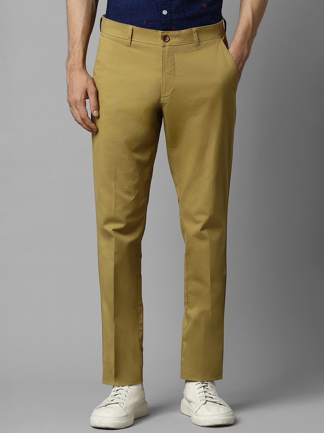 

Louis Philippe Sport Men Mid Rise Cotton Trousers, Khaki