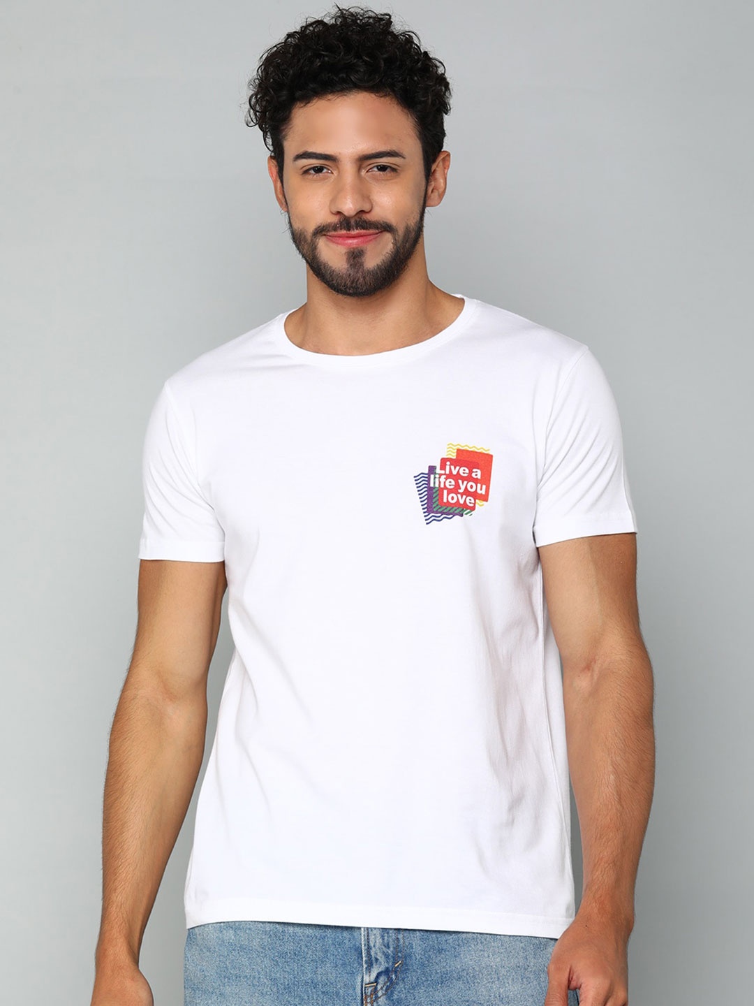 

Mast & Harbour Men White Graphic Printed Cotton T-shirt