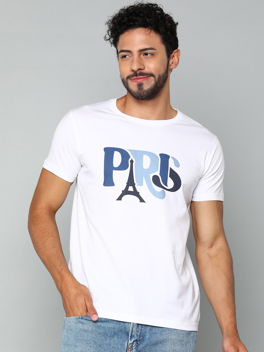 

Mast & Harbour White Typography Printed Pure Cotton T-shirt