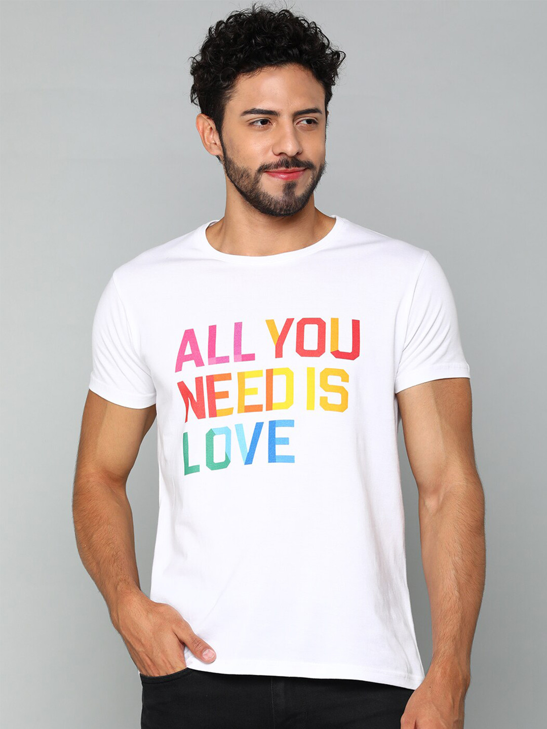 

Mast & Harbour Men White Typography Printed Cotton T-shirt