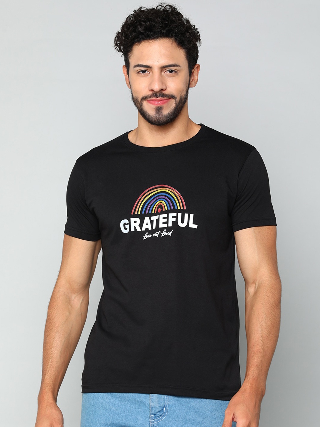 

Mast & Harbour Men Black Typography Printed Cotton T-shirt