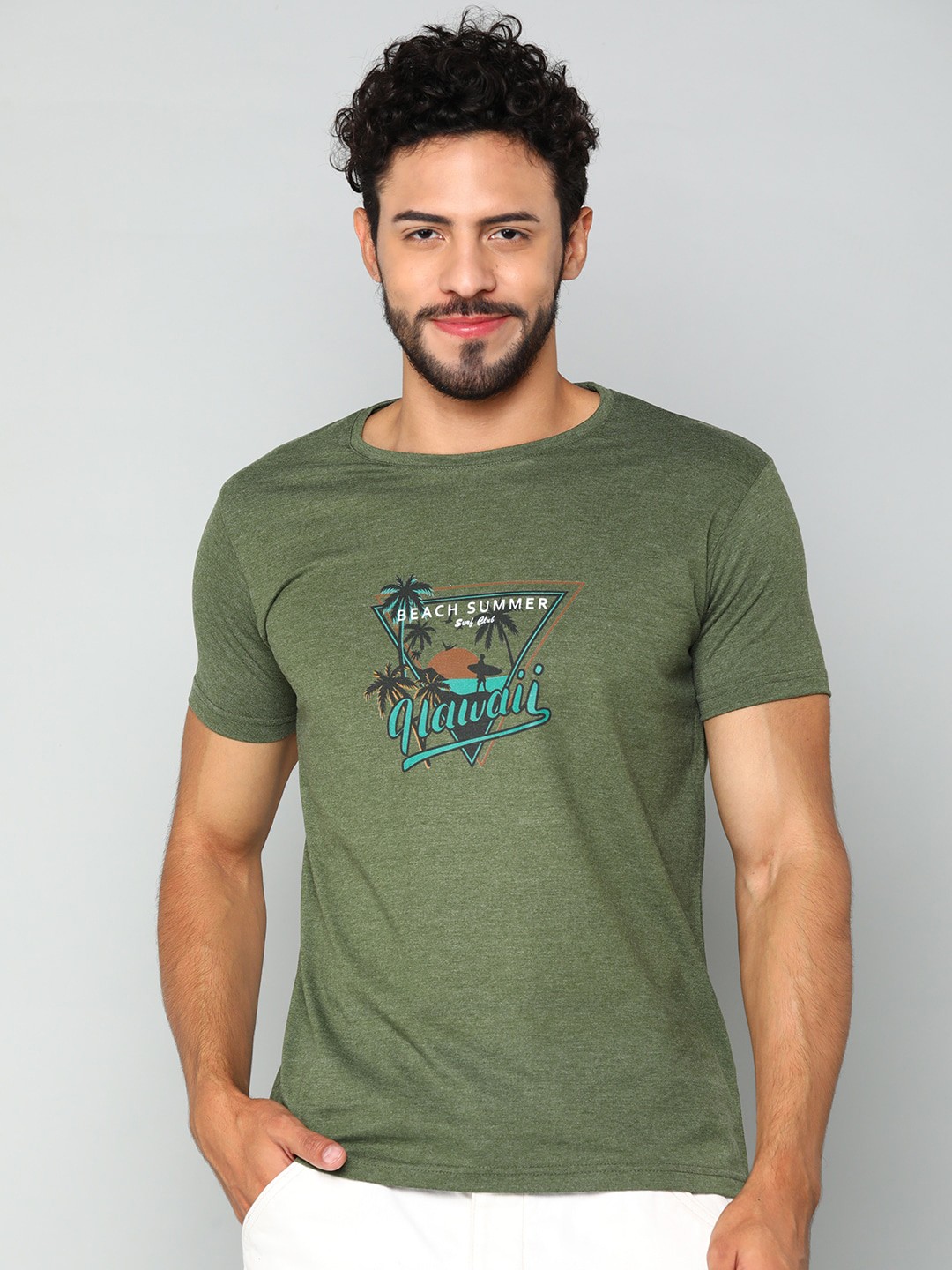 

Mast & Harbour Men Green Typography Printed Cotton T-shirt