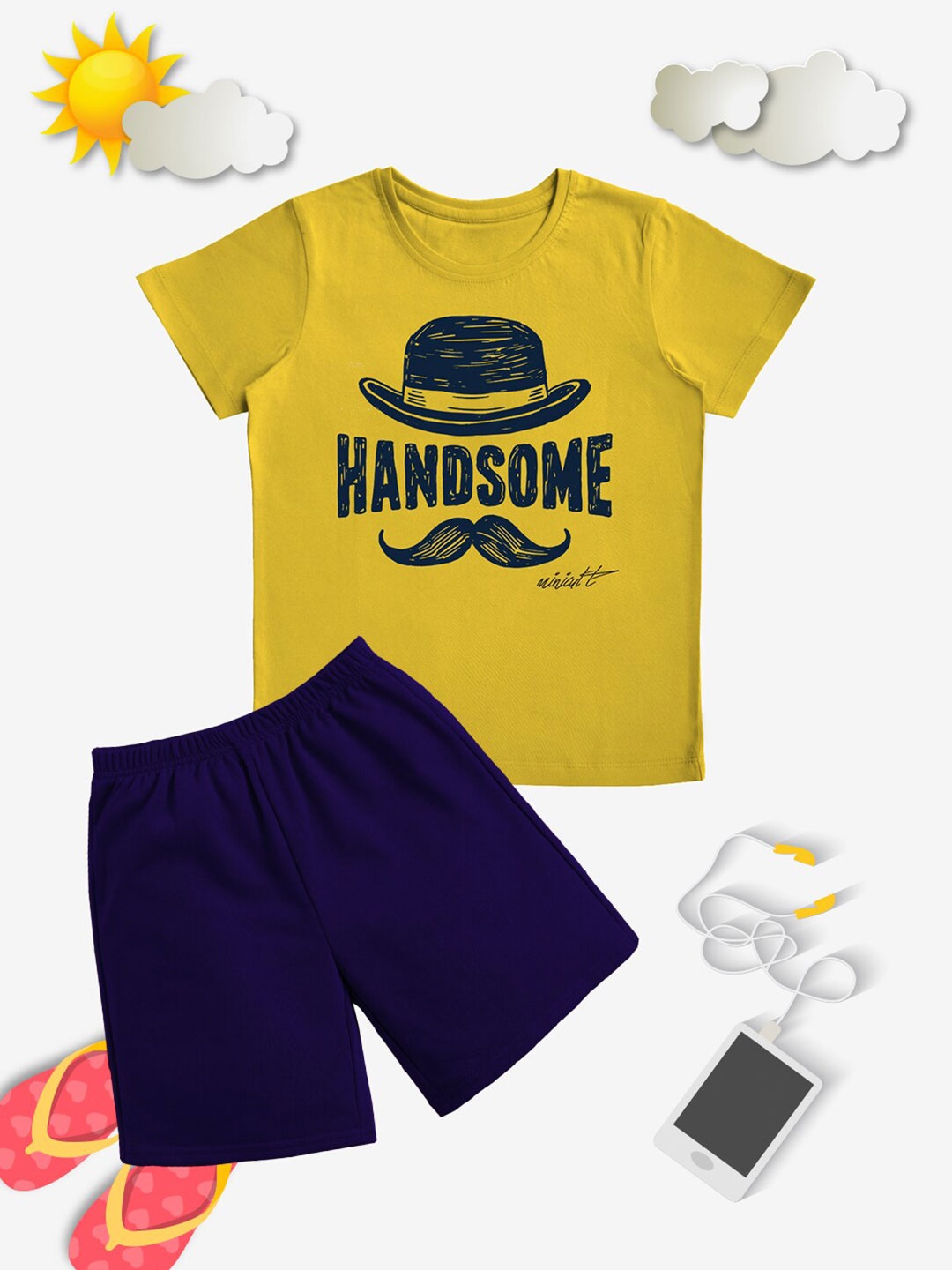 

x2o Boys Printed T-shirt with Shorts, Yellow