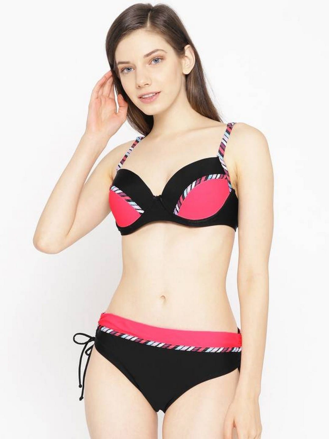 

VOXATI Colorblocked Medium Coverage Swim Bikini Set, Black